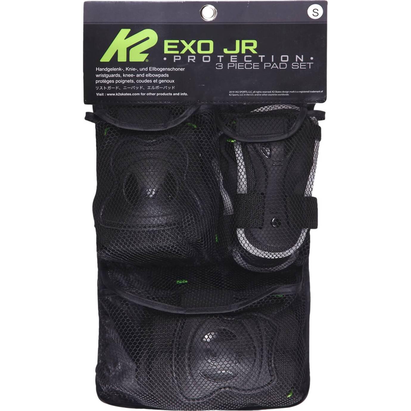 K2 Skates Exo Pad Junior S, black/green Protektorenset
