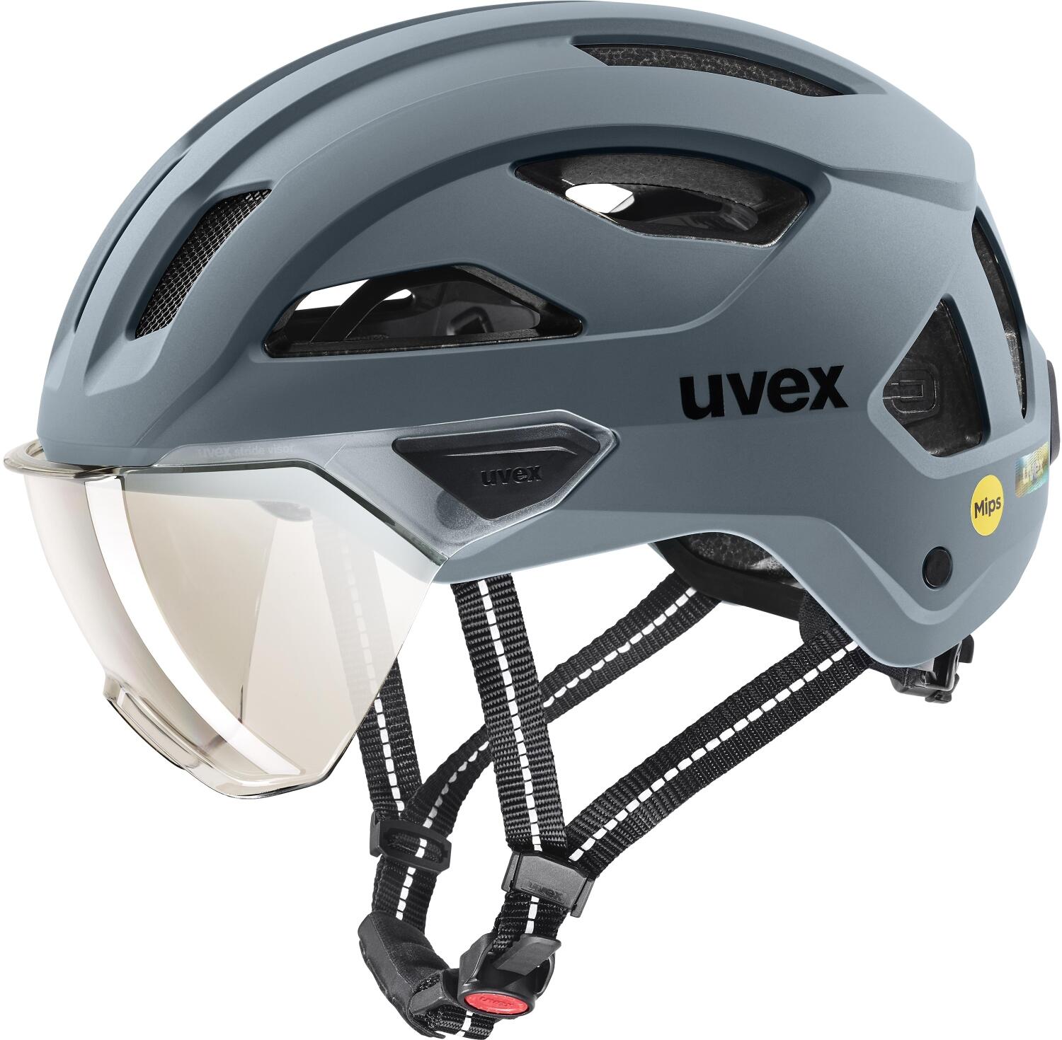 uvex Stride Visor Mips Fahrradhelm (53-56 cm, 01 anthracite matt (litemirror silver))