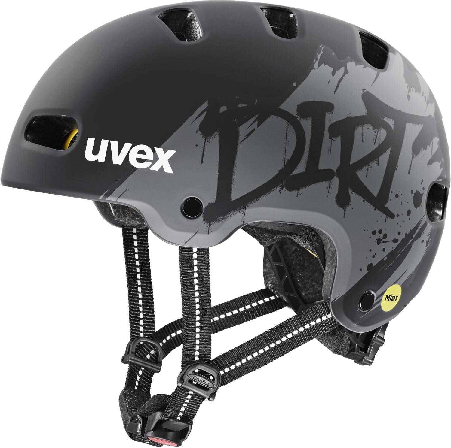 uvex Kid 4 Style Mips Kinderfahrradhelm (51-55 cm, 01 dirt black matt)