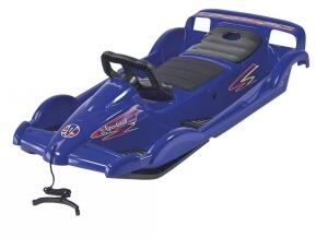 AlpenGaudi Sportrodel Alpen Double Race blauer Rodel mit Lenkrad