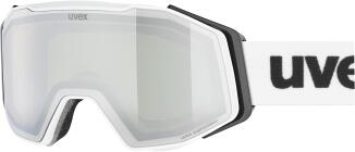 uvex Gravity FM Skibrille 1050 white matt mirror silver/green clear (S2)