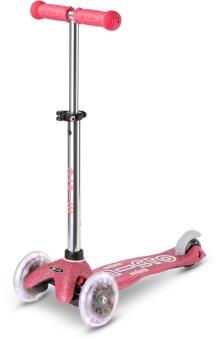 Micro Mini Deluxe Glitter LED Kinderkickboard pink-glitzernd mit LED-Rollen