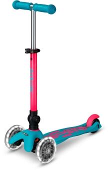 Micro Mini Deluxe Foldable Neon LED Kickboard blau pink Kinderroller